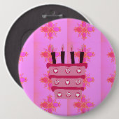 Badge Rond 15,2 Cm Pink Bird Cake Art Imprimer (Devant & derrière)