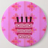 Badge Rond 15,2 Cm Pink Bird Cake Art Imprimer (Devant)