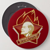 Badge Rond 15,2 Cm Pioneers Pin Button feat. Lénine (Devant & derrière)