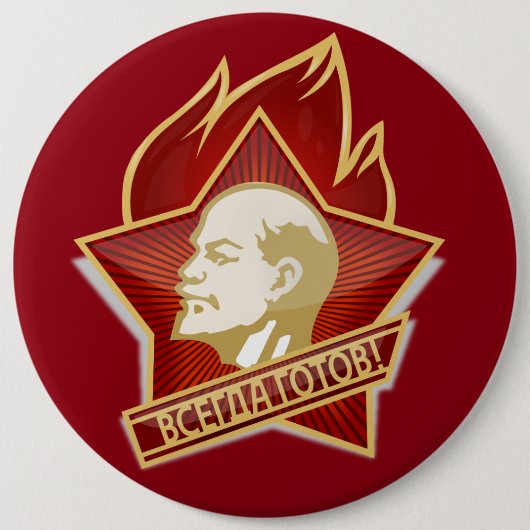 Badge Rond 15,2 Cm Pioneers Pin Button feat. Lénine (Devant)