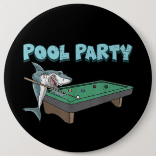 Badge Rond 15,2 Cm Piscine de requin Pun Billard Piscine d'été
