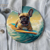 Badge Rond 15,2 Cm Plage de Bulldog (En situation)