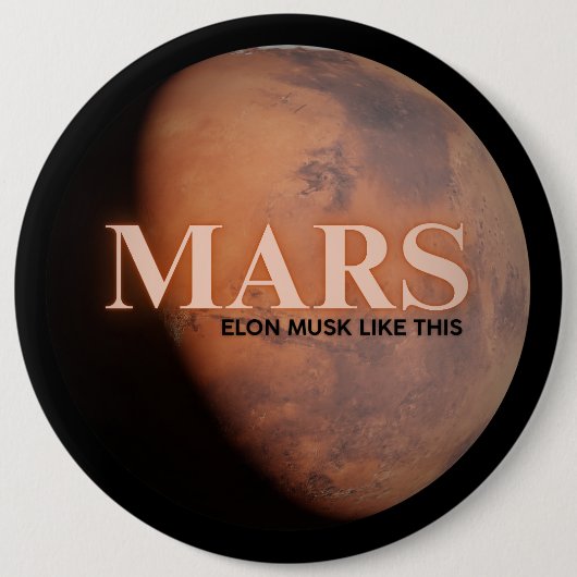 Badge Rond 15,2 Cm Planète Mars Drôle (Devant)