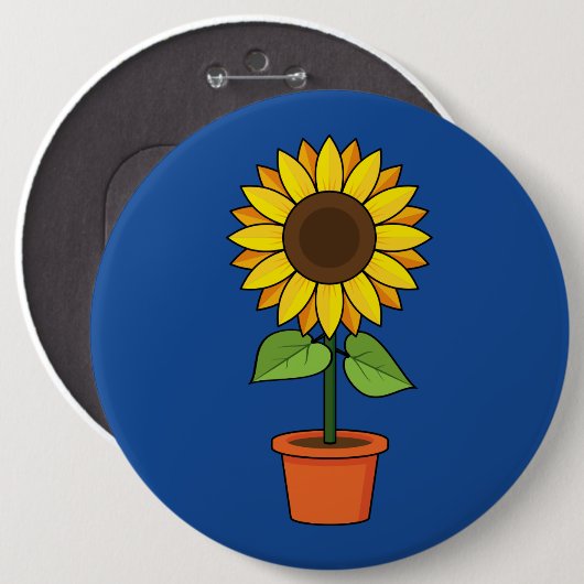 Badge Rond 15,2 Cm Plante de tournesol dans un pot (Devant & derrière)