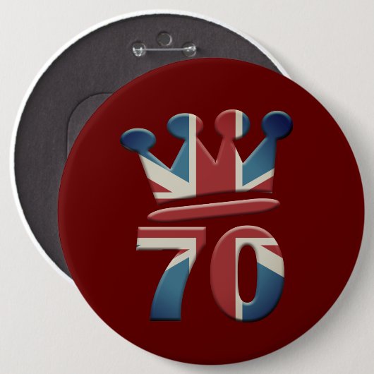 Badge Rond 15,2 Cm Platinum Jubilee Queen Elizabeth 70 years Button (Devant & derrière)