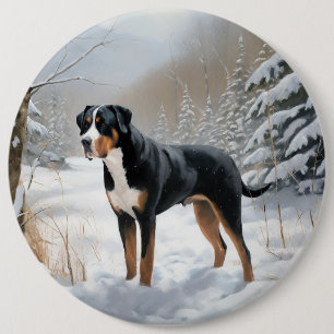 Badge Rond 15,2 Cm Plus grand Noël de montagne suisse Laissez tomber