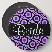 Badge Rond 15,2 Cm Pointe Polka violet tendance (Devant & derrière)