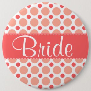 Badge Rond 15,2 Cm Pois tendance rose et corail