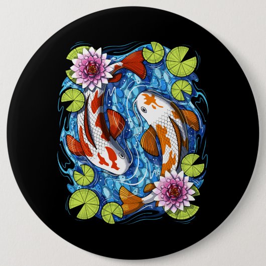 Badge Rond 15,2 Cm Poisson japonais Koi (Devant)