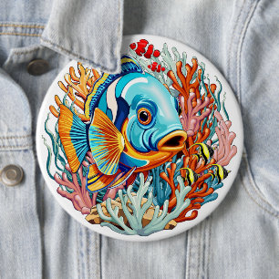 Badge Rond 15,2 Cm Poissons Tropicaux Vibes Colorés d'Été
