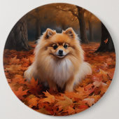 Badge Rond 15,2 Cm Poméranie en automne Feuilles Automne Inspire (Devant)