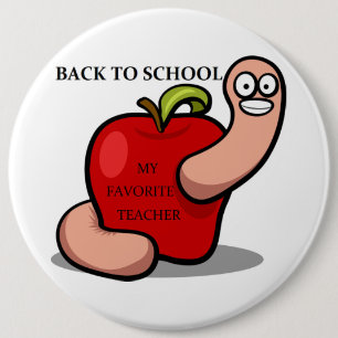 BADGE ROND 15,2 CM POMME "RETOUR À L'ÉCOLE"