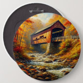 Badge Rond 15,2 Cm pont couvert d'automne classique (Devant & derrière)