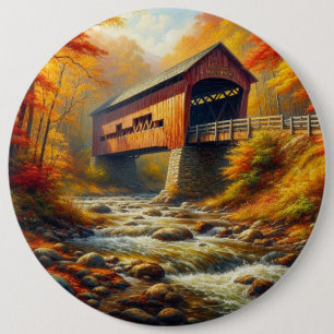 Badge Rond 15,2 Cm pont couvert d'automne classique