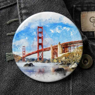Badge Rond 15,2 Cm Pont Golden Gate Pastel à San Francisco