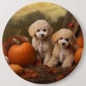 Badge Rond 15,2 Cm Poodle Chiot Automne Citrouille délice (Devant)