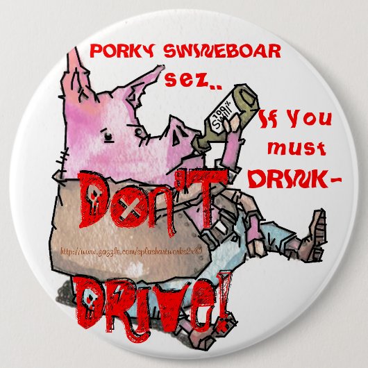 BADGE ROND 15,2 CM "PORKY SWINEBOAR" (Devant)