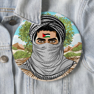 Badge Rond 15,2 Cm Portrait de la Liberté palestinienne