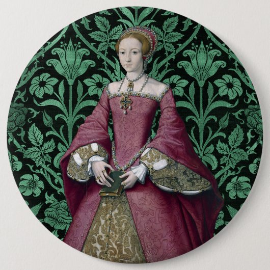 Badge Rond 15,2 Cm Portrait Princesse Elizabeth Tudor, Reine (Devant)