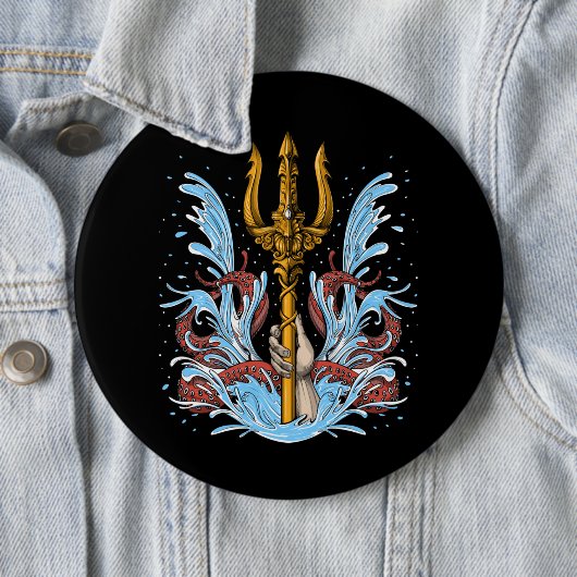 Badge Rond 15,2 Cm Poseidon Trident (En situation)