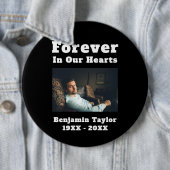 Badge Rond 15,2 Cm Pour toujours dans nos coeurs Texte en mémoire d'a (En situation)