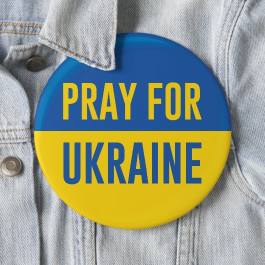 Badge Rond 15,2 Cm Priez Pour L'Ukraine (En situation)