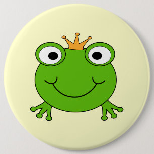 Badge Rond 15,2 Cm Prince de grenouille. Grenouille de sourire avec