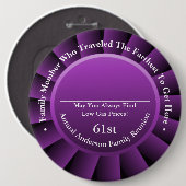 Badge Rond 15,2 Cm Prix de la Réunion familiale la plus éloignée (Devant & derrière)