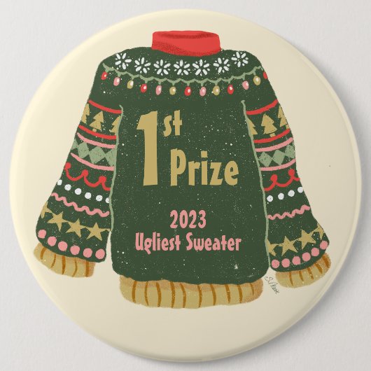 Badge Rond 15,2 Cm Prix moche du pull de Noël (Devant)