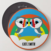 Badge Rond 15,2 Cm Puffin Rocks (Devant & derrière)