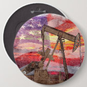 Badge Rond 15,2 Cm Pumpjack silhouette pastille Drapeau américain (Devant & derrière)