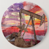 Badge Rond 15,2 Cm Pumpjack silhouette pastille Drapeau américain (Devant)