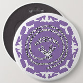 Badge Rond 15,2 Cm Purple Crown Chakra "Wisdom" Dragonfly White BG (Devant & derrière)