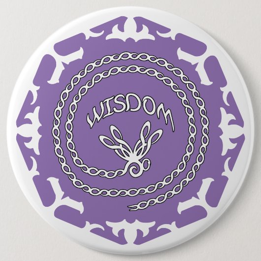Badge Rond 15,2 Cm Purple Crown Chakra "Wisdom" Dragonfly White BG (Devant)