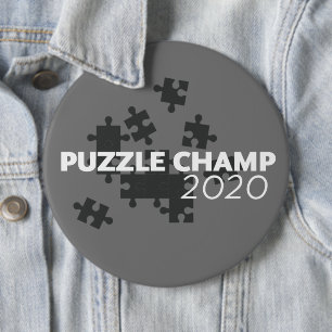 Badge Rond 15,2 Cm Puzzle Champ 2020