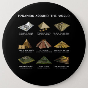 Badge Rond 15,2 Cm Pyramides des civilisations d'archéologie du monde
