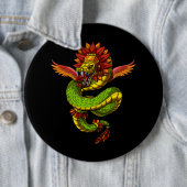 Badge Rond 15,2 Cm Quetzalcoatl Aztec Dieu (En situation)