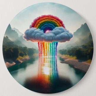 Badge Rond 15,2 Cm "Rainbow Dream : Cloud Over River Button Collectio