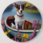 Badge Rond 15,2 Cm Rat Terrier sur une pagaie : une aventure Pittores (Devant)