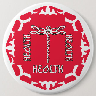 Badge Rond 15,2 Cm Red Root Chakra "Health" Dragonfly White BG