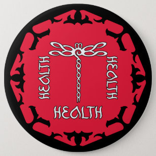 Badge Rond 15,2 Cm Red Root Chakra "Santé" conception de libellule