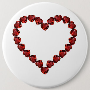 Badge Rond 15,2 Cm Red Ruby Gemstone Heart