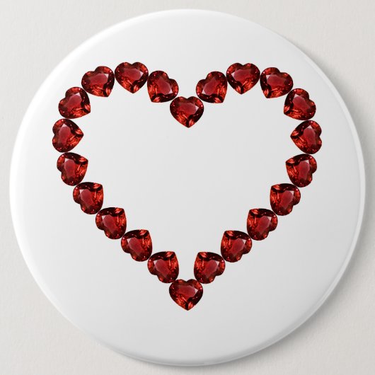 Badge Rond 15,2 Cm Red Ruby Gemstone Heart (Devant)