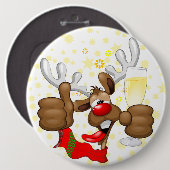 Badge Rond 15,2 Cm Reindeer Drunk Funny Caractère de Noël (Devant & derrière)