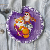 Badge Rond 15,2 Cm renard et hibou (En situation)