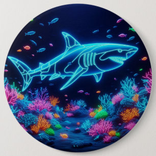 Badge Rond 15,2 Cm Requin néon coloré