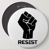Badge Rond 15,2 Cm Résiste avec poing - en noir (Devant & derrière)