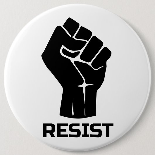 Badge Rond 15,2 Cm Résiste avec poing - en noir (Devant)