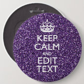 Badge Rond 15,2 Cm Restez calme et ayez votre texte Glamor Mauve (Devant & derrière)