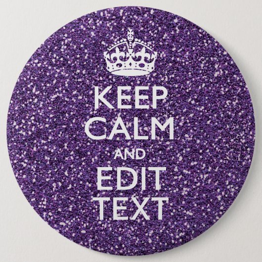 Badge Rond 15,2 Cm Restez calme et ayez votre texte Glamor Mauve (Devant)
